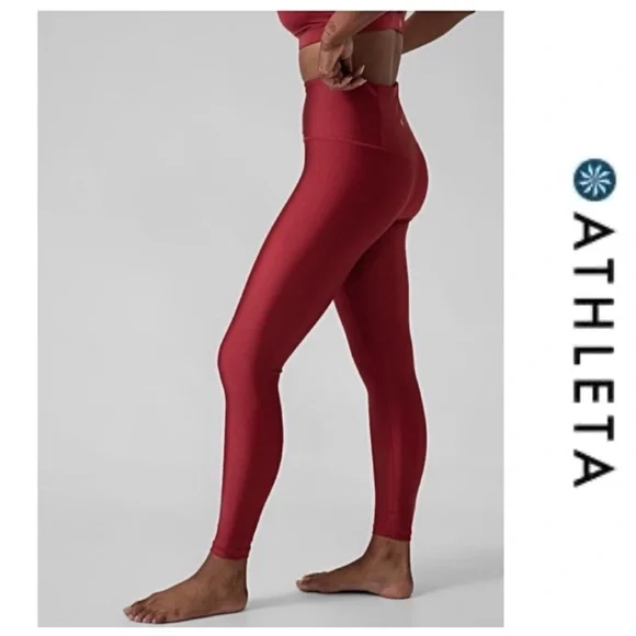 ♥️NWTS-$100 ATHLETA Elation Shine Tights XL Ultra High-Rise Leggings Red Tights - Picture 1 of 8